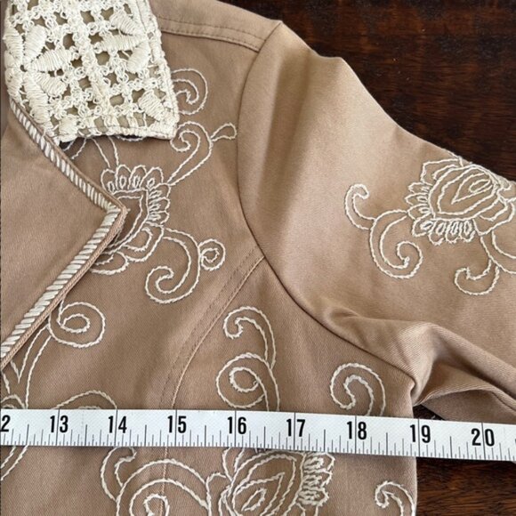 BASIL & MAUDE Anthropologie Embroidered Lace Tulle Crop Bolero Blazer Jacket S - Picture 10 of 11